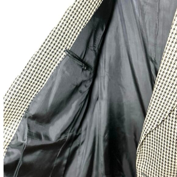 Donna Karan Men’s 100% Wool Houndstooth Blazer Black/Brown Size 46 Regular - Picture 8 of 8